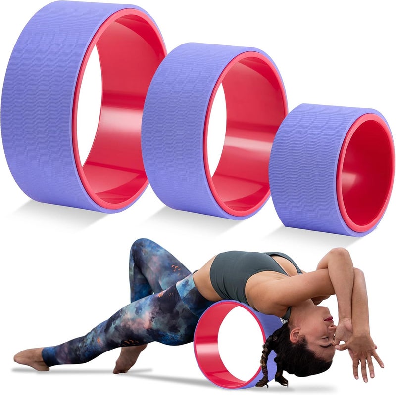Simgoing 3 Pack ABS Yoga Wheel Set 660 Lbs Foam Roller for Back Pain & Stretching Back Wheel for Massage, Purple and Pink Set - Image 1